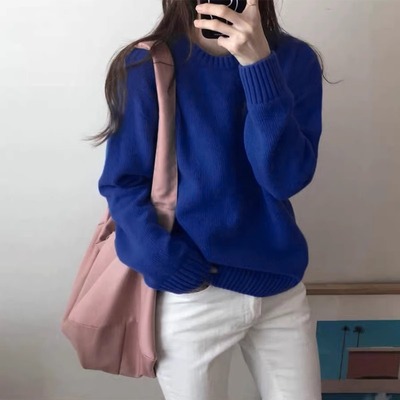 克莱因蓝色软糯毛衣女秋
