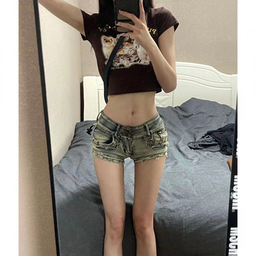 美式辣妹柳丁低腰牛仔超