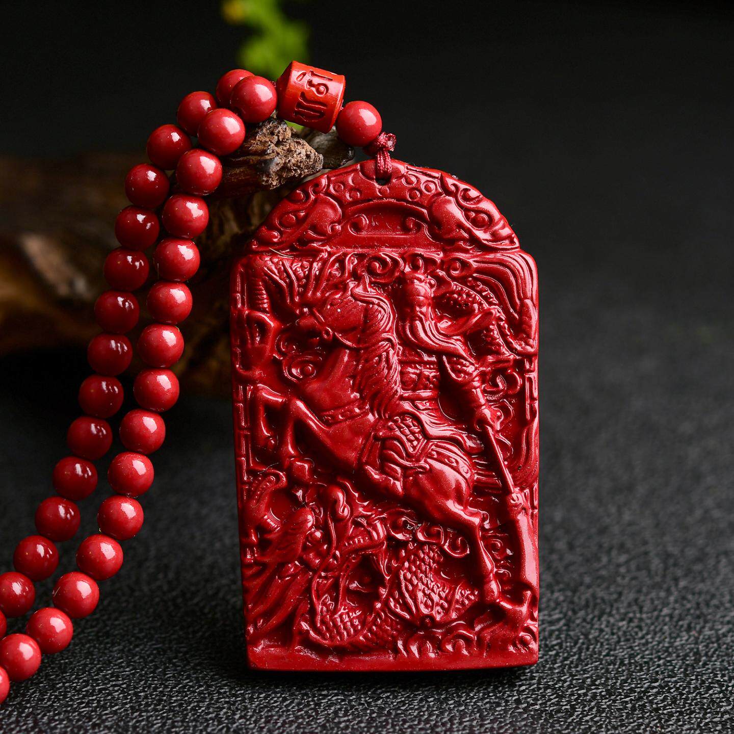 朱砂关羽吊坠低含量紫金砂武财神关公关二爷霸气挂件男士项链