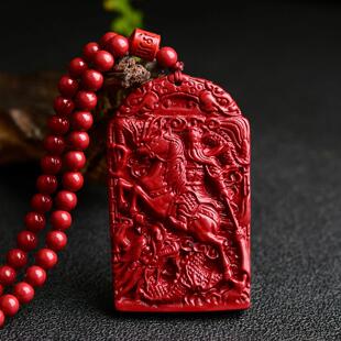 朱砂关羽吊坠低含量紫金砂武财神关公关二爷霸气挂件男士项链