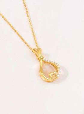 福袋猫眼石吊坠项链女时尚微镶