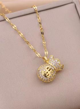 2023新款满钻钱袋项链小众设计