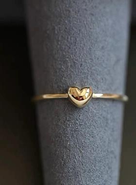 简约甜美爱心光面戒指女小众设计