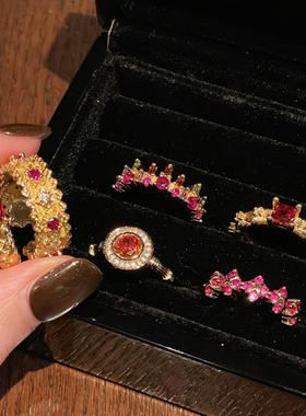 小红书热销彩宝锆石开口戒指满钻