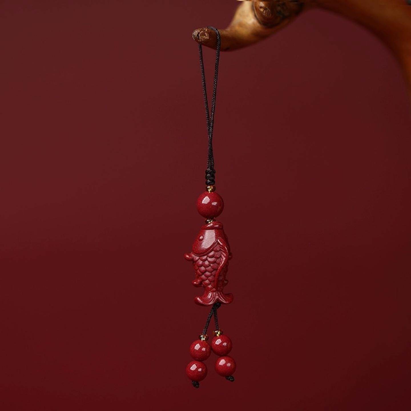 紫金砂朱砂鲤鱼手机链挂件元宝款手机链如意葫芦款手机链低含量