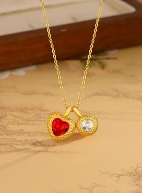 锤纹爱心泡泡吊坠项链女时尚气质