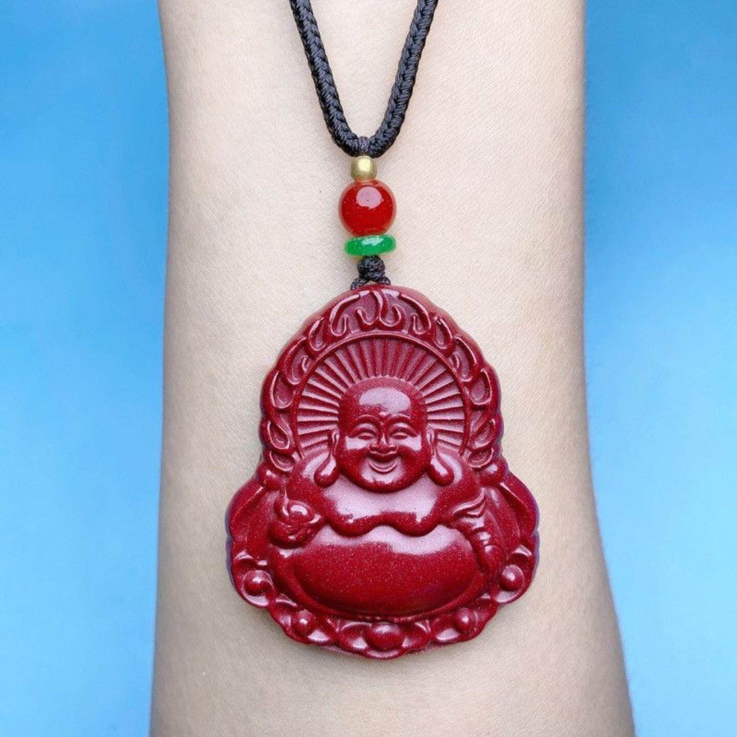 紫金砂朱砂弥勒佛吊坠火焰款低含量朱砂挂件佛牌佛公男女款