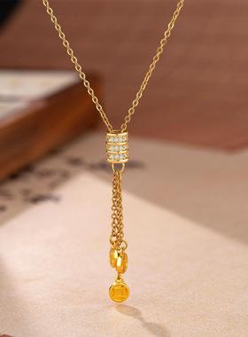 小蛮腰铜钱流苏项链女新中式时尚