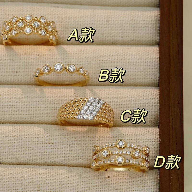 vintage中古风珠宝镶钻指环法式
