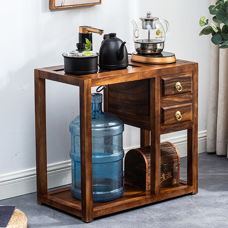 茶水柜胡桃木家用置物架一体
