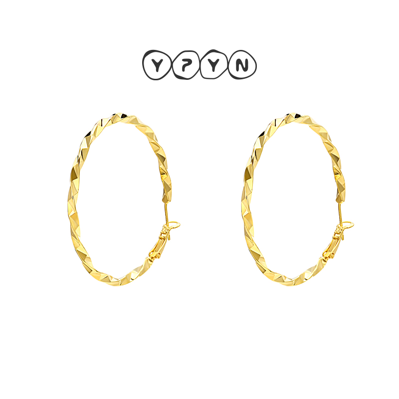 【商场同款新品】一撇一捺YPYN莫比乌斯环耳环缠绕大耳圈金色