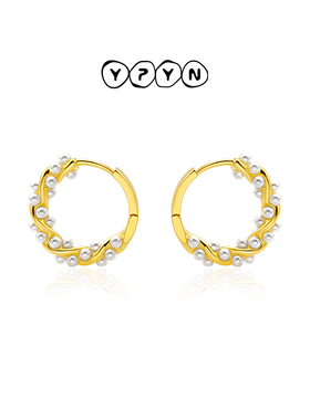 一撇一捺YPYN花环耳扣女金色小米珠925银缠绕法式风甜美温柔系