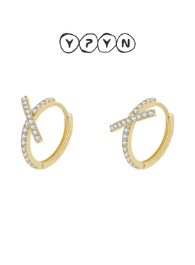 一撇一捺YPYN交叉几何耳扣9K金莫桑钻耳环几何线条美学耳饰高级感