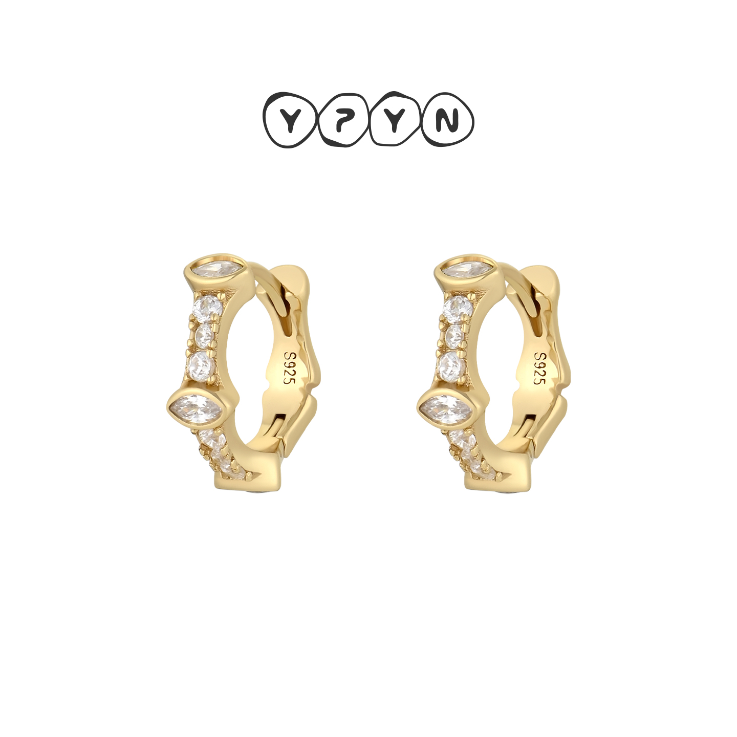 一撇一捺YPYN竹节耳扣925银金色