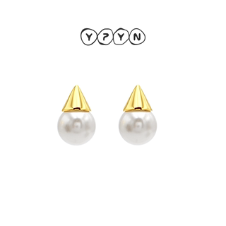 一撇一捺YPYN几何珍珠耳钉女金色锥子形前卫时髦设计感苏明玉同款