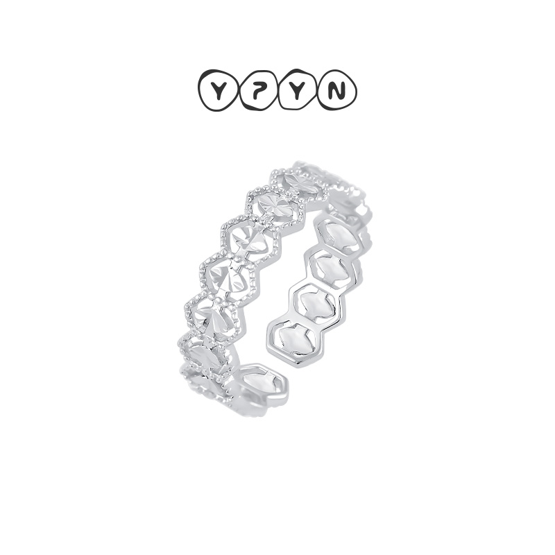 几何序列戒指女925银简约开口戒