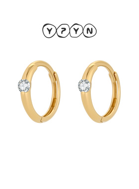 一撇一捺YPYN设计师款9K金耳扣小巧精致优雅人造水晶耳环高级感