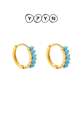 一撇一捺YPYN湛海流光耳饰女10K金耳扣纳米石耳环小巧精致老钱风