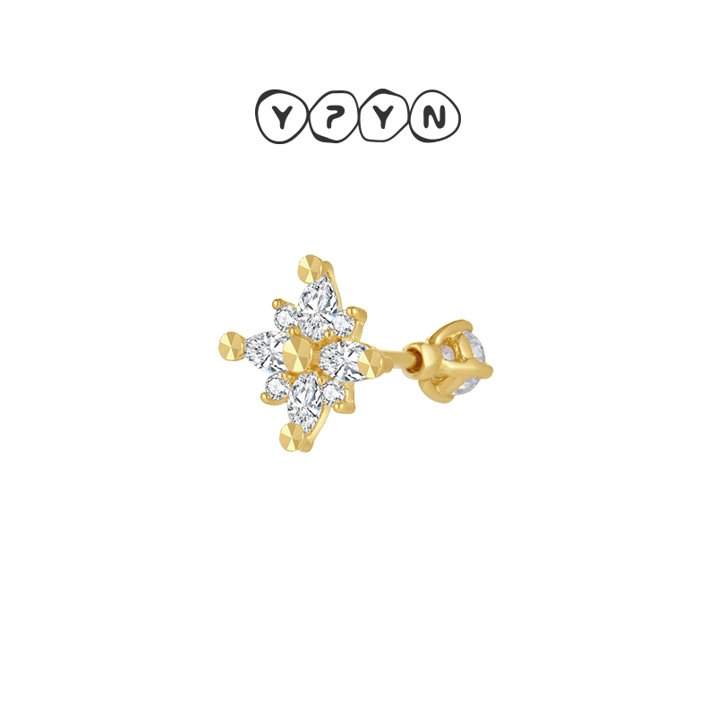 【商场同款新品】一撇一捺YPYN9K金单只耳钉莫桑钻耳骨钉耳环