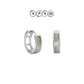 一撇一捺洋洋飒飒白贝母耳扣环女s925银包18K铂金酷飒ins简约冷淡