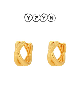 一撇一捺YPYN字母X环圆韵耳饰女金色耳扣几何线条耳环通勤百搭