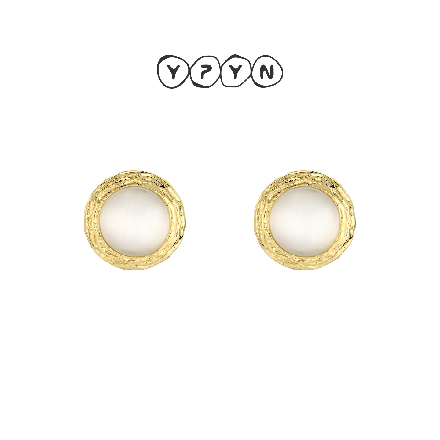 一撇一捺YPYN月窗织影耳饰猫眼石耳扣女白色耳环2026年春季新品