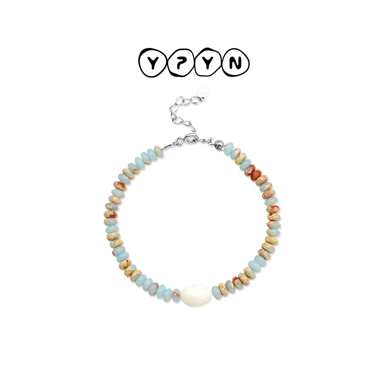 TOP新品天然石彩色手链925银