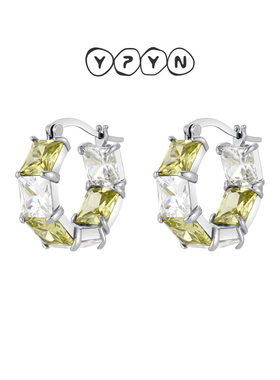 一撇一捺YPYN都市缤纷耳圈黄色耳扣几何款方形清新款2025年新品