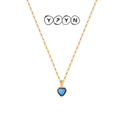 一撇一捺YPYN蓝色爱心项链女10K金锁骨链欧泊吊坠高级感奢华优雅