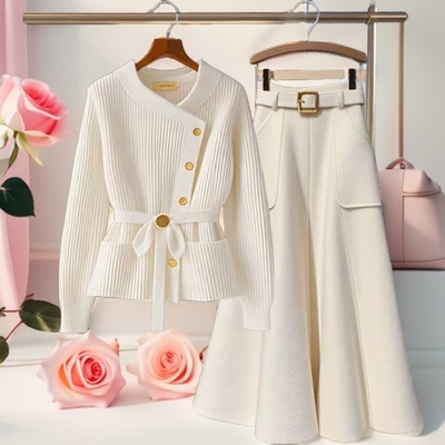 2025春季穿搭一整套女新款韩版简约高级感上衣百搭半身裙两件