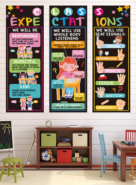 Class Expectations课堂规则banner横幅英语教室双语学校教育海报