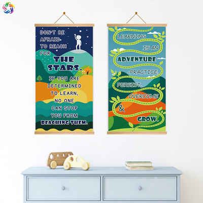 国际学校英语教室课堂装饰banner挂画绘本馆阅读室墙面环创油画布