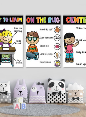 classroom rules国际双语学校英语课堂外语培训墙面布置课堂规则