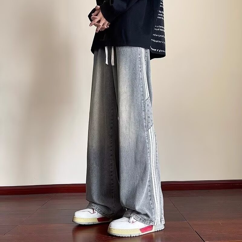 牛仔裤男士夏季薄款2025新款直筒宽松阔腿裤美式高街裤子男生长裤