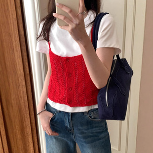 别致小上衣 设计感外穿针织吊带背心女秋季 2025新款 叠穿修身 短款