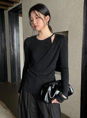 FONE简禾设计感假两件针织衫女2025秋季一片式时髦显瘦毛衣