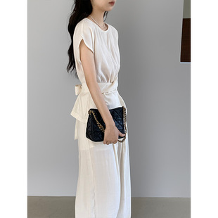 江左设计感不规则短袖气质老钱风女装夏套装时尚阔腿裤两件套