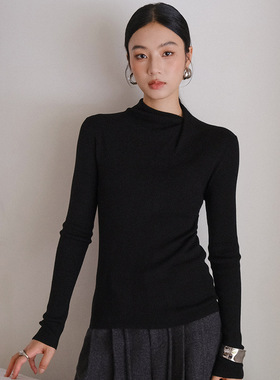 FONE简禾气质羊绒羊毛针织衫女2025秋冬设计感半高领打底衫