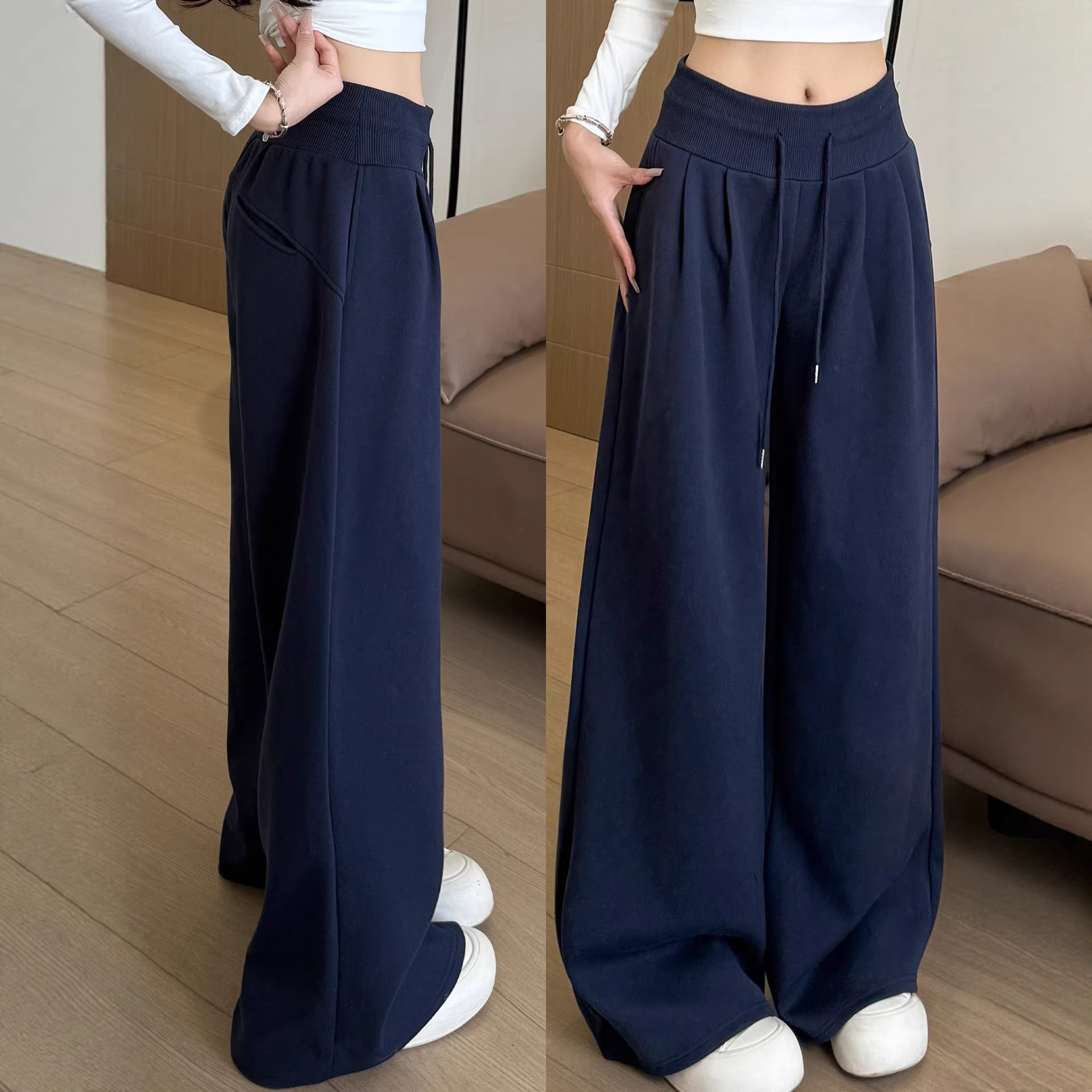 加绒运动裤女秋冬季美式高腰直筒卫裤小个子宽松休闲加厚阔腿裤子,女装/女士精品,休闲裤,淘宝优惠券,粉丝福利购,淘宝优惠卷