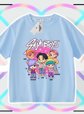kpop demon hunters sajia boys猎魔女团短袖纯棉男女童落肩T恤潮
