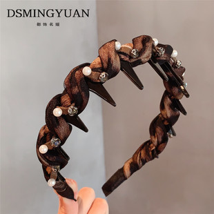 时髦精新宠~轻奢豹纹高颅顶头箍带齿气质发箍女2025新款发卡头饰