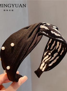 GAO端绒面材质丝绸发饰 防滑发箍女宽边交叉头扣发卡头饰头箍高级