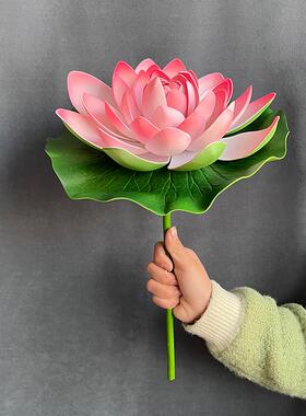 跳舞荷花荷叶仿真花大号莲花短杆舞蹈表演道具水池景观造景装饰