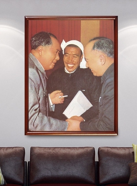 有框画像毛泽东老照片毛主席钱学森陈永贵第三届人大代表会合影像