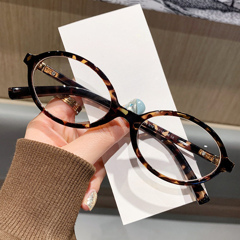 复古玳瑁椭圆小框时尚老花镜女豹纹洋气书呆子防蓝光老人老光眼镜