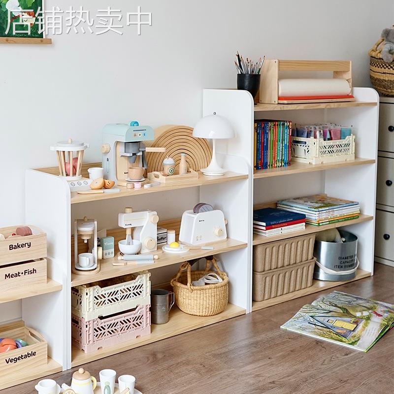 儿童实木书架家用组合格子储物柜子ins北欧风客厅落地置物架家具