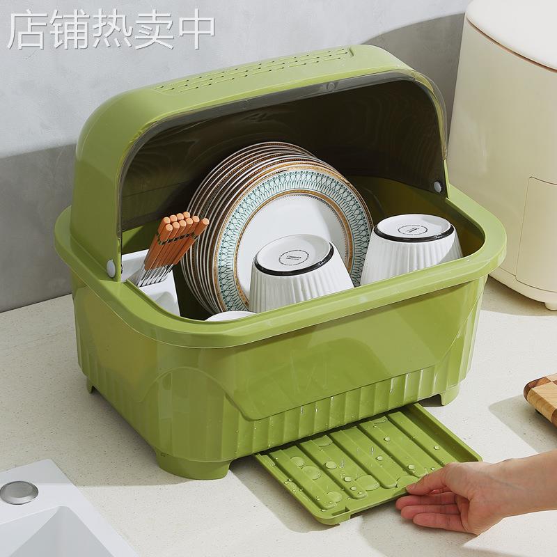 甲东里家用防尘碗柜收纳盒碗盘箱碗碟置物碗柜沥水碗碟收纳碗筷箱