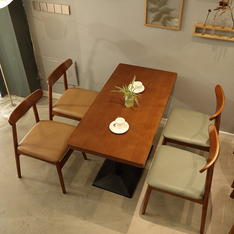 复古西餐咖啡厅实木餐桌椅奶茶店甜品店休闲清吧面馆饭店桌椅组合