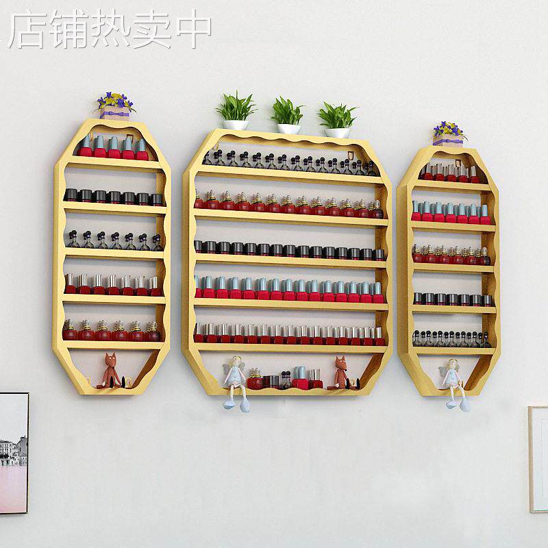 现简约壁挂铁艺美甲架 创意美甲店装饰置物架 墙上指甲油展示架