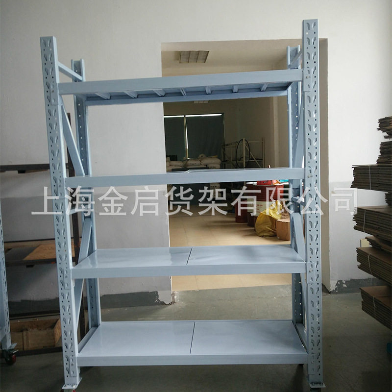 上海移动带脚轮货架手推式中型货物中转零件盒货架移动周转货架